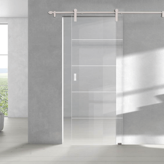 cửa kính cường lực lùa ray inox phi 25 1 cánh 3