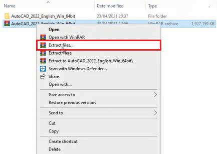 Giải nén file cài đặt