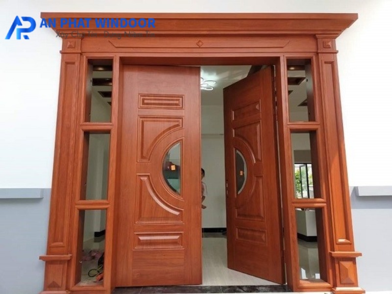 Mẫu cửa chính nhôm Xingfa giả gỗ đẹp nhất