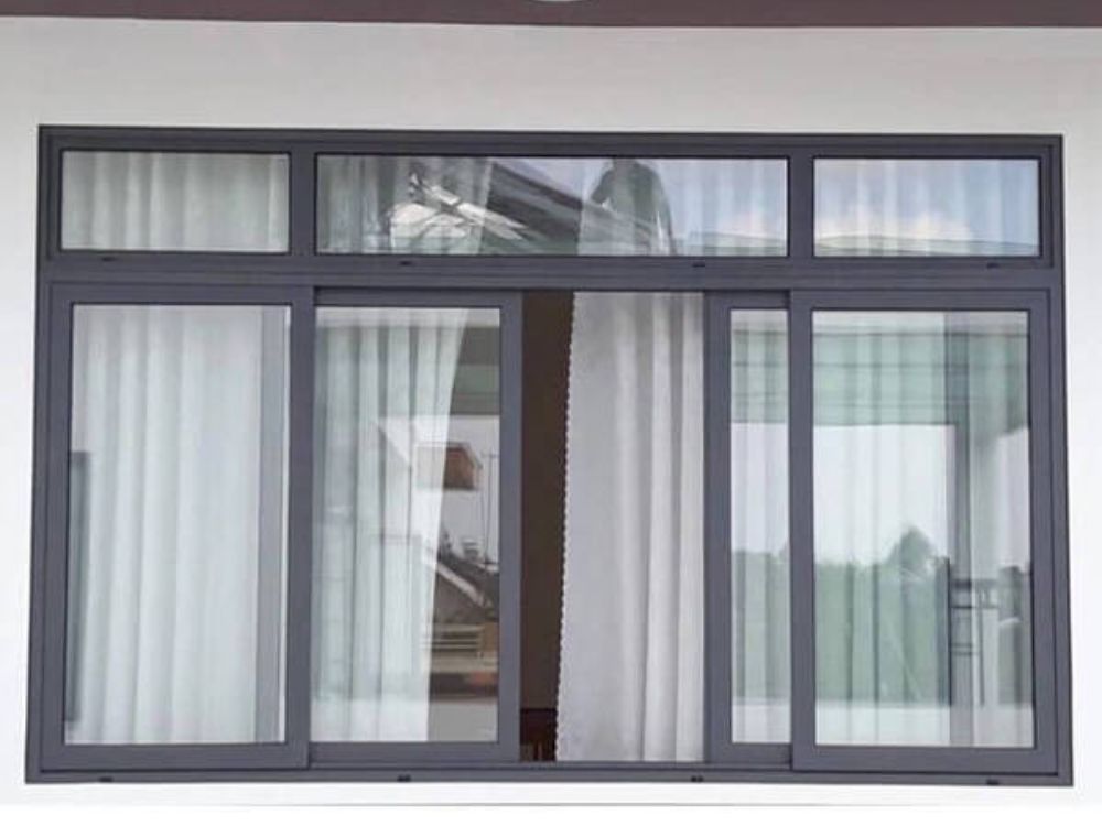 Chi tiết khung nhôm và kính cửa sổ lùa 4 cánh nhôm hệ 55