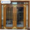Cửa Nhôm Thủy Lực Màu Vân Gỗ Lim Hiện Đại
