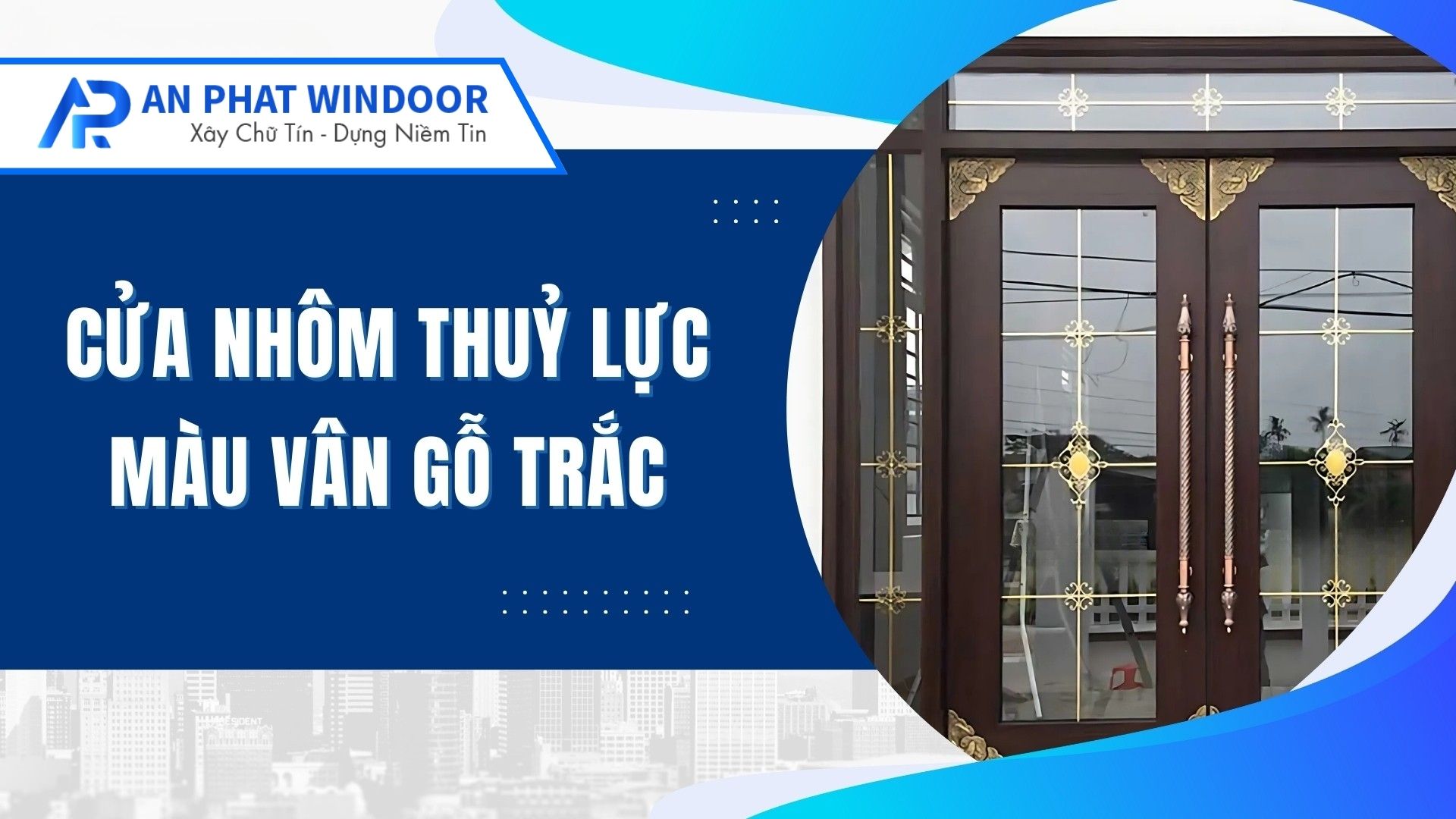 Cửa nhôm thủy lực màu vân gỗ trắc Cửa nhôm thủy lực màu vân gỗ trắc