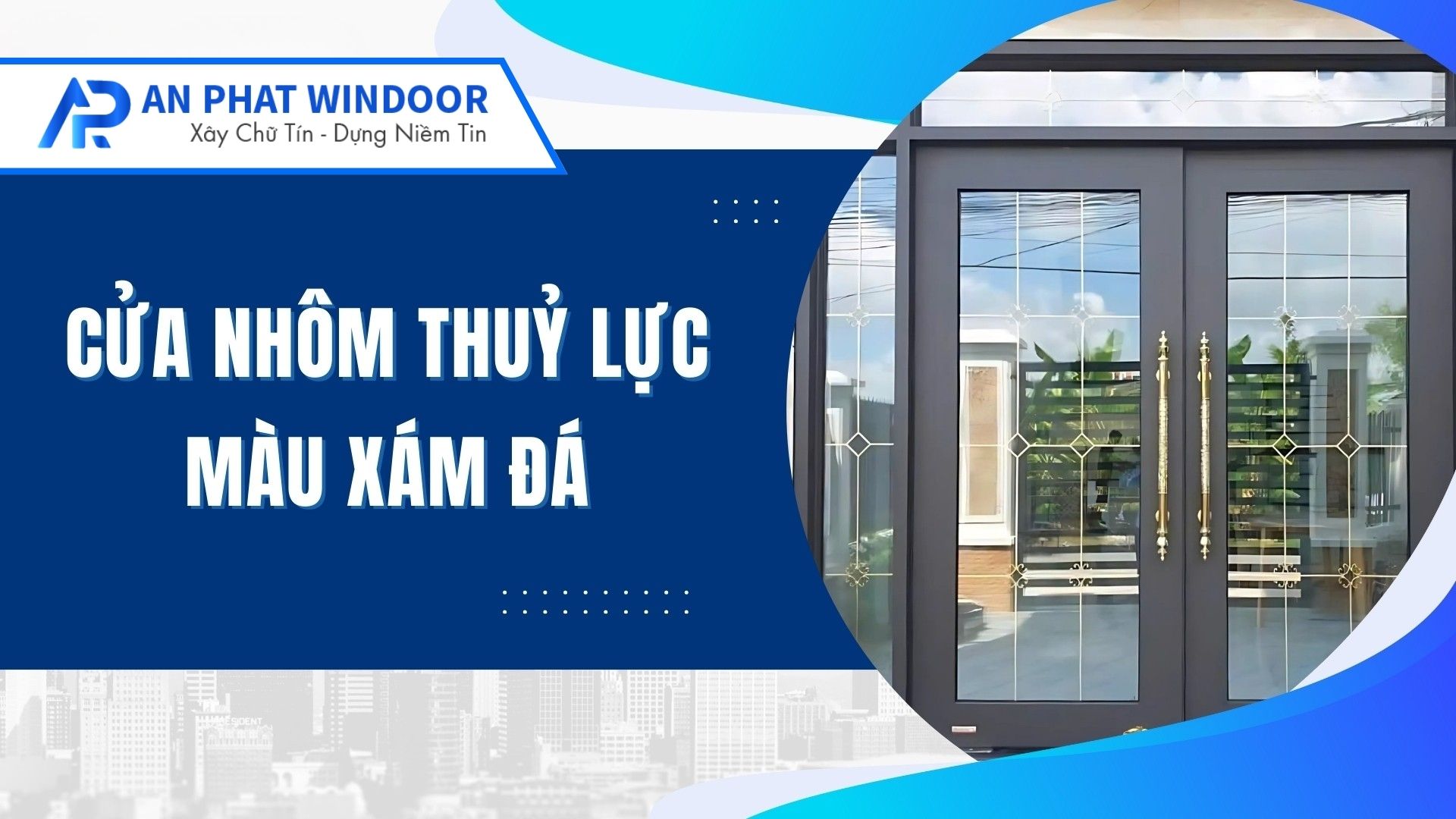 Cửa nhôm thủy lực màu xám đá