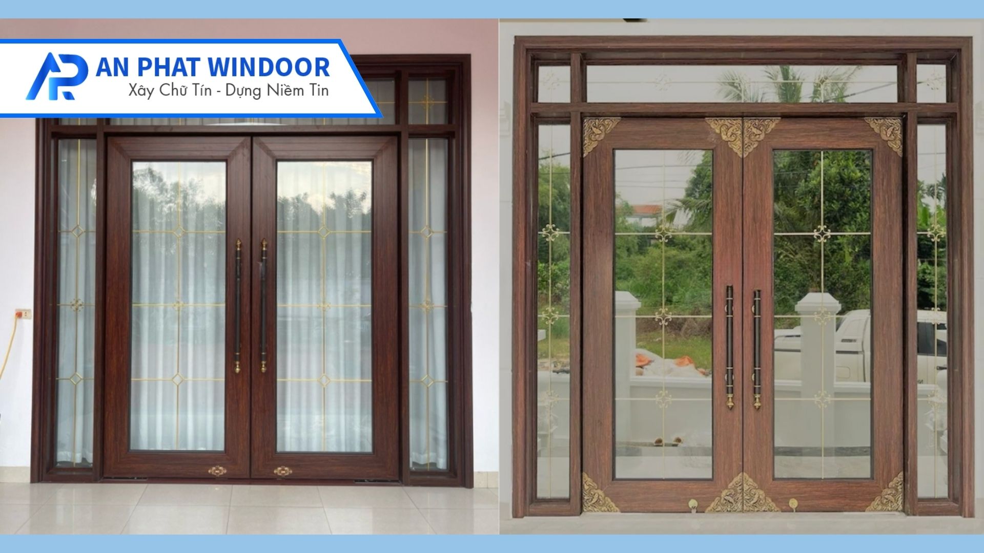 Cửa nhôm thủy lực màu vân gỗ trắc Cửa nhôm thủy lực màu vân gỗ trắc