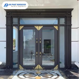 Cửa Nhôm Thủy Lực Màu Xám Đá Sang Trọng