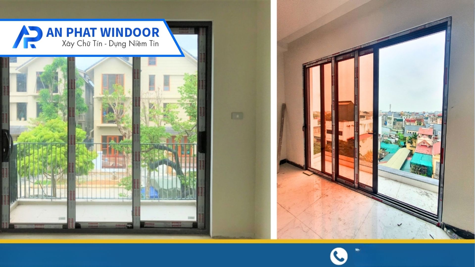 Cửa đi mở trượt 3 cánh nhôm Xingfa Việt Nam