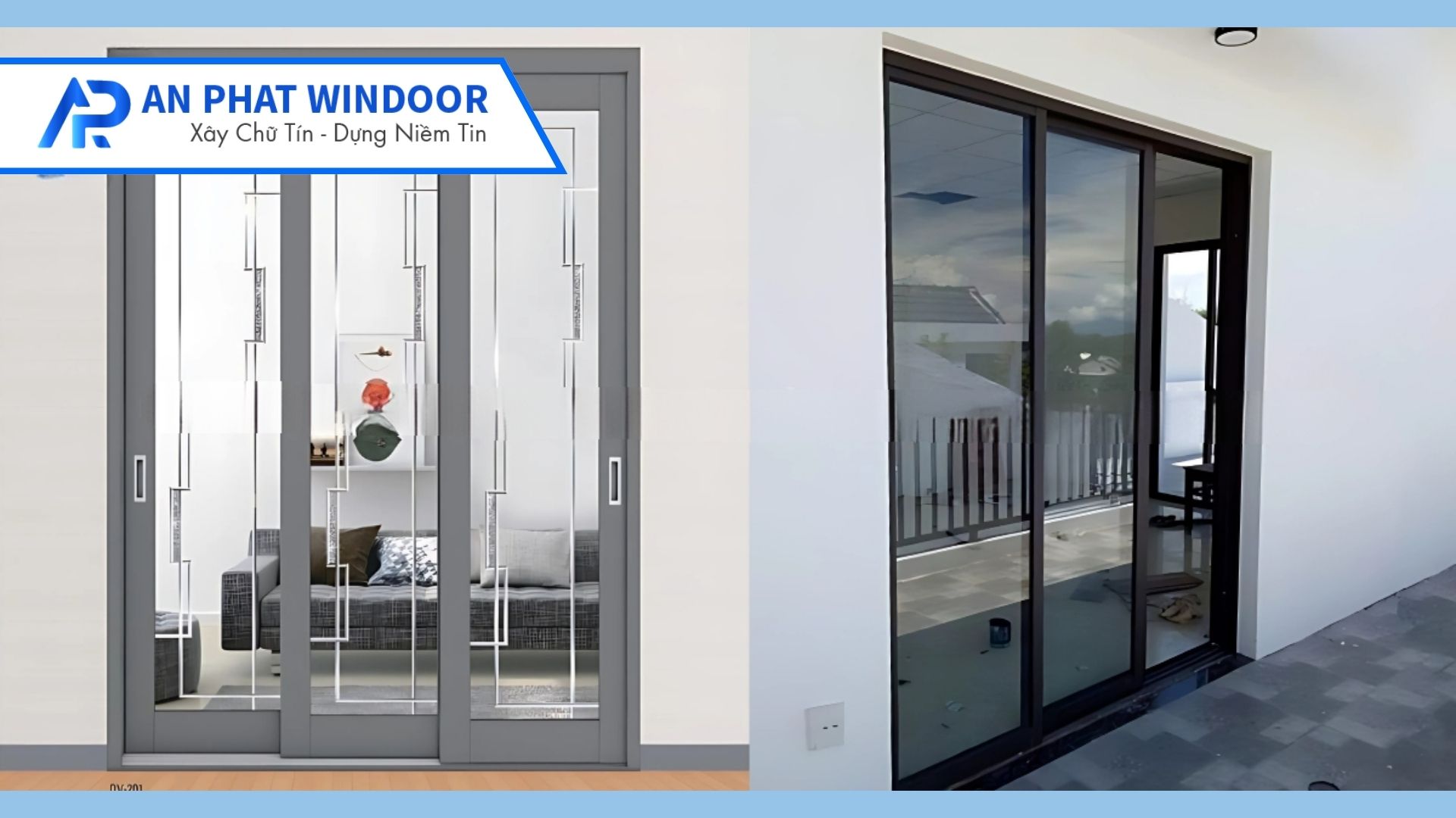 Cửa đi mở trượt 3 cánh nhôm Xingfa Việt Nam