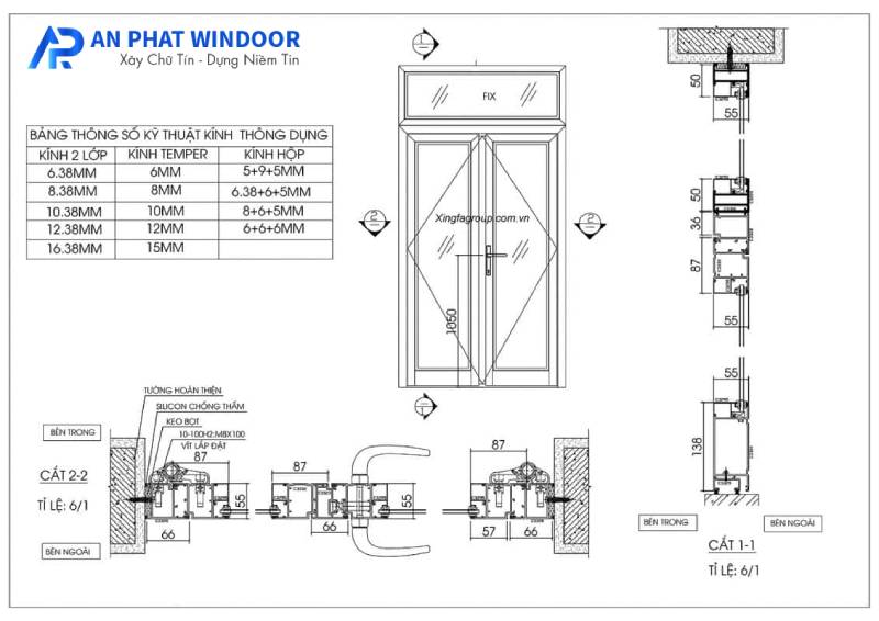 Thông số kỹ thuật cửa nhôm Xingfa giả gỗ